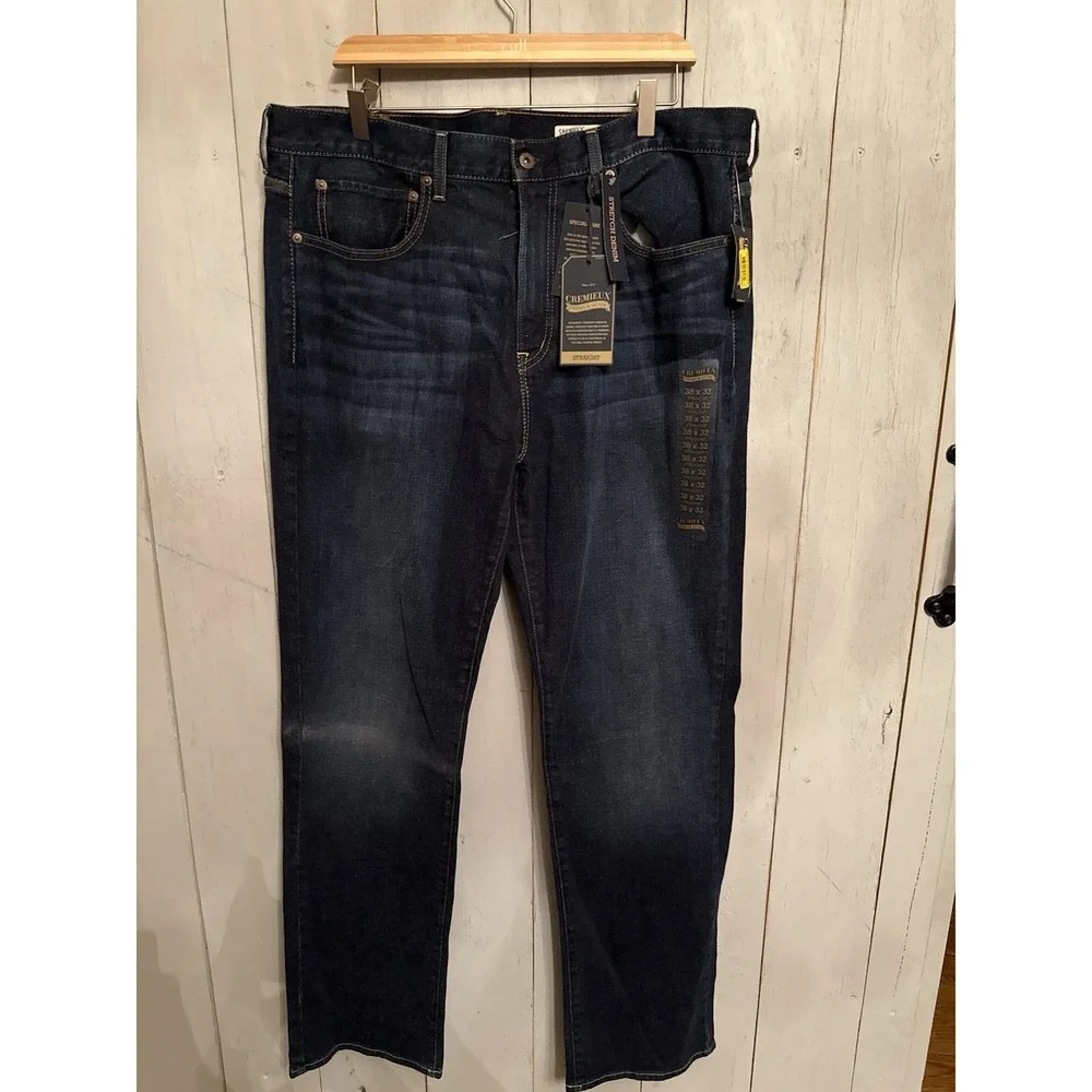 NWT Cremieux Premium Denim Jeans Men's Sz 38X32 Slim Straight Med Wash Stretch